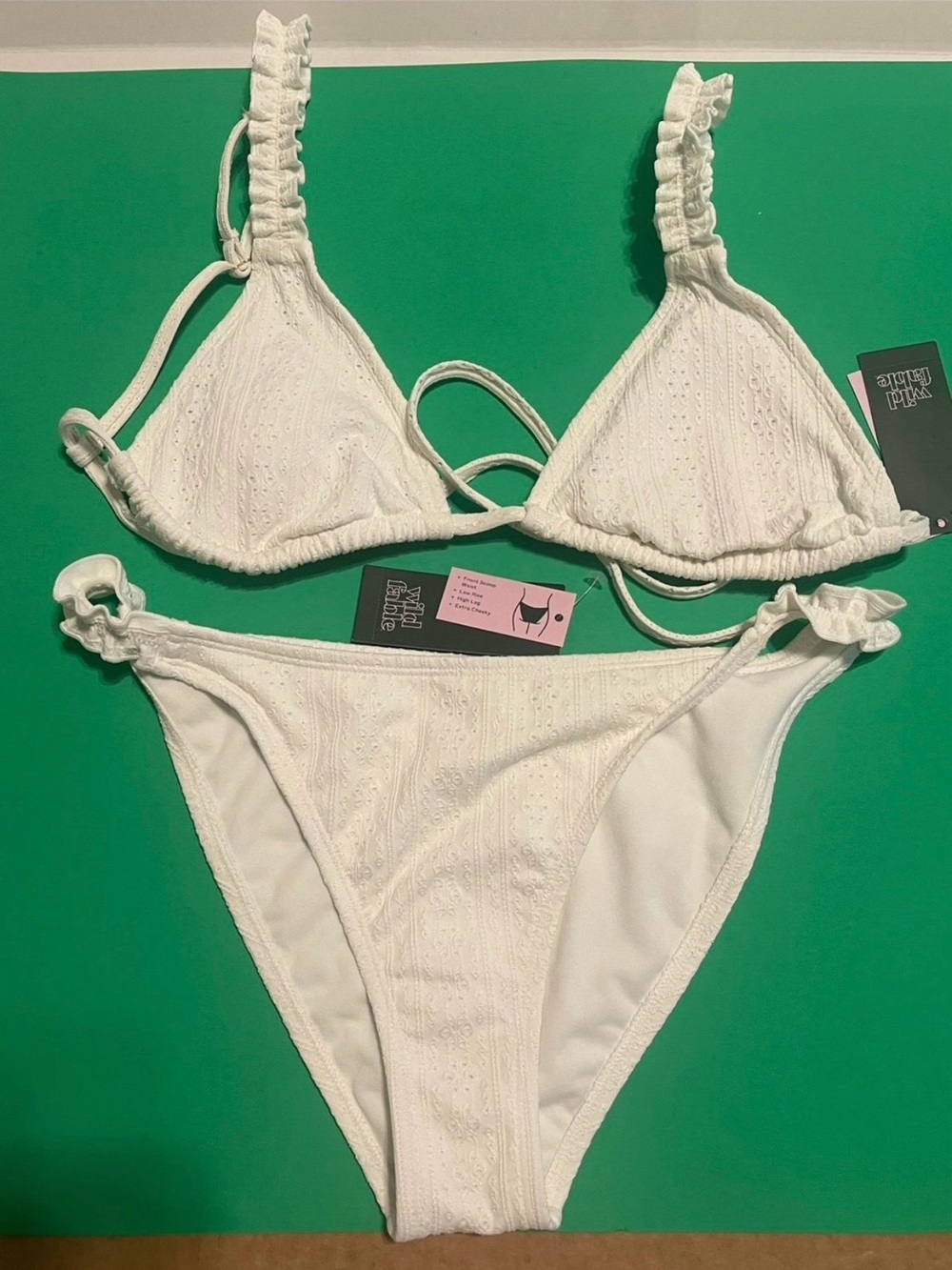 Wild Fable New White Triangle Bikini Set - Women Swim. Medium. Eyelet